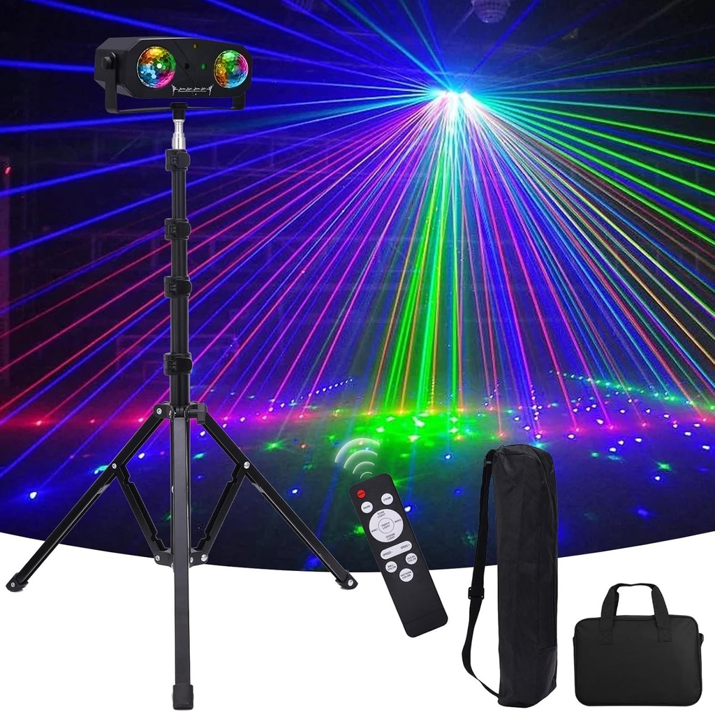 Lumina disco 5 in 1 cu trepied, sfera disco caleidoscop cu telecomanda, mod automat/activare sunet/efect stroboscopic, lumina portabila pentru petreceri, petreceri disco, zile de nastere, nunti, uz casnic