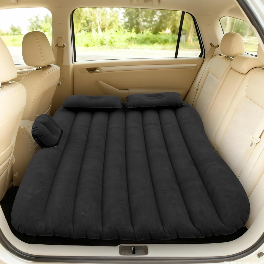 Saltea auto Icelus, saltea gonflabila pentru SUV, cu pompa de aer, 138 * 88 * 12 cm, saltea gonflabila pentru camping, pentru bancheta din spate a masinii, saltea mai groasa pentru portbagaj, pentru camping, calatorii in aer liber
