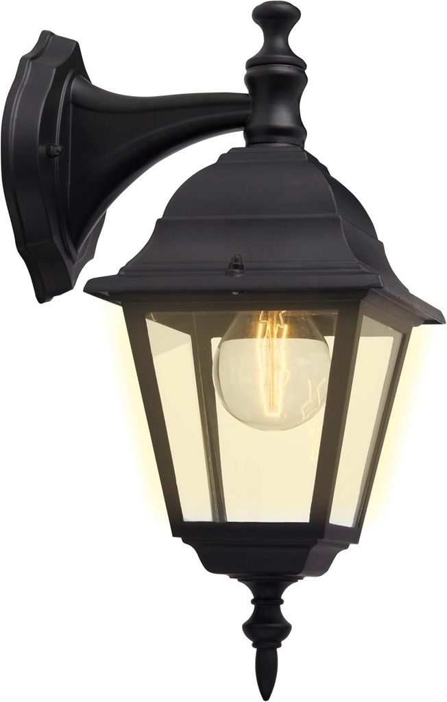 Brilliant 44282/06 Newport - Lampa de exterior din metal si sticla, E27, 60 W, culoare: negru
