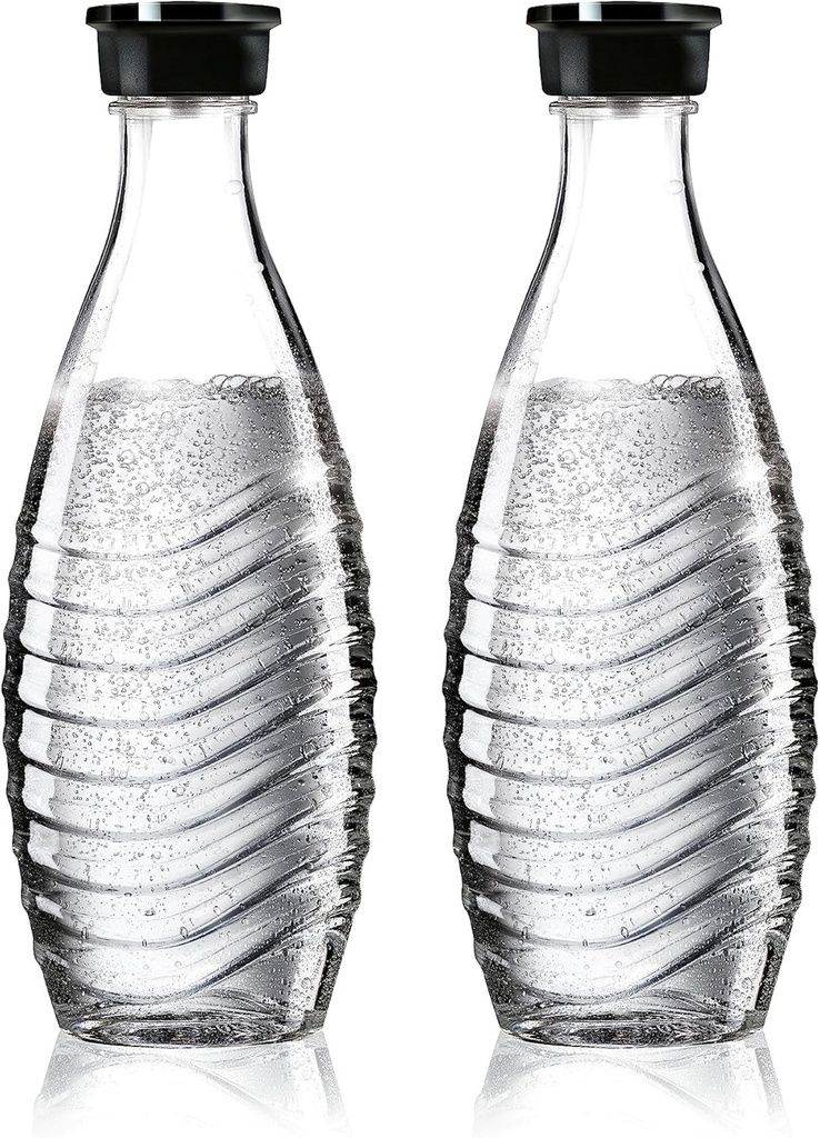 Carafa SodaStream din sticla CRYSTAL 0,7L | Se poate spala in masina de spalat vase | Compatibila cu Crystal & Penguin | design elegant | Pachet de 2, sticla
