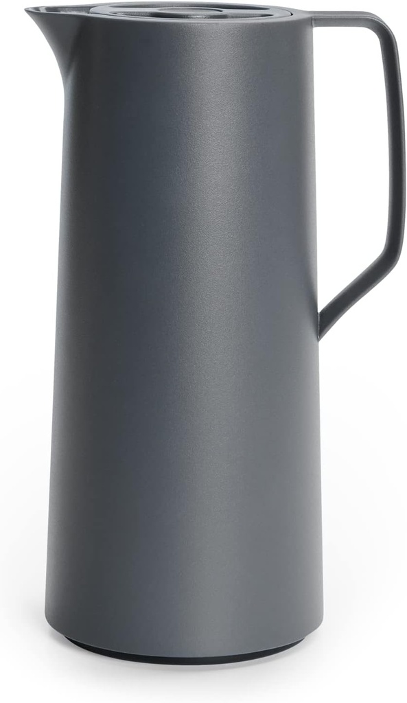 Termos Emsa Motiva 1L, termos izolat cu inchidere rapida, mentine bauturile calde timp de 12 ore, reci timp de 24 de ore, captuseala din sticla, fabricat in Germania, ceainic termic, design nordic, antracit, N41701