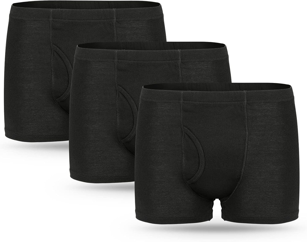 Set de 3 boxeri lavabili din bumbac cu tampon absorbant de 300 ml, lenjerie intima absorbanta reutilizabila pentru barbati, negru, marimea 3XL