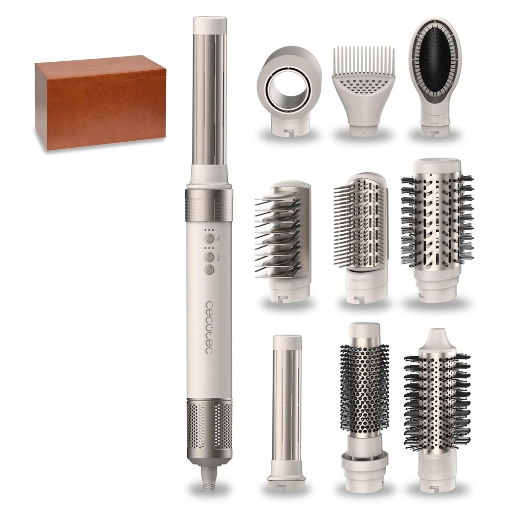 Perie de calatorie Cecotec InstantCare 400, invelis ceramic, temperatura maxima 190º, indreapta parul fara a pierde volum, cablu 360º, indicatori LED