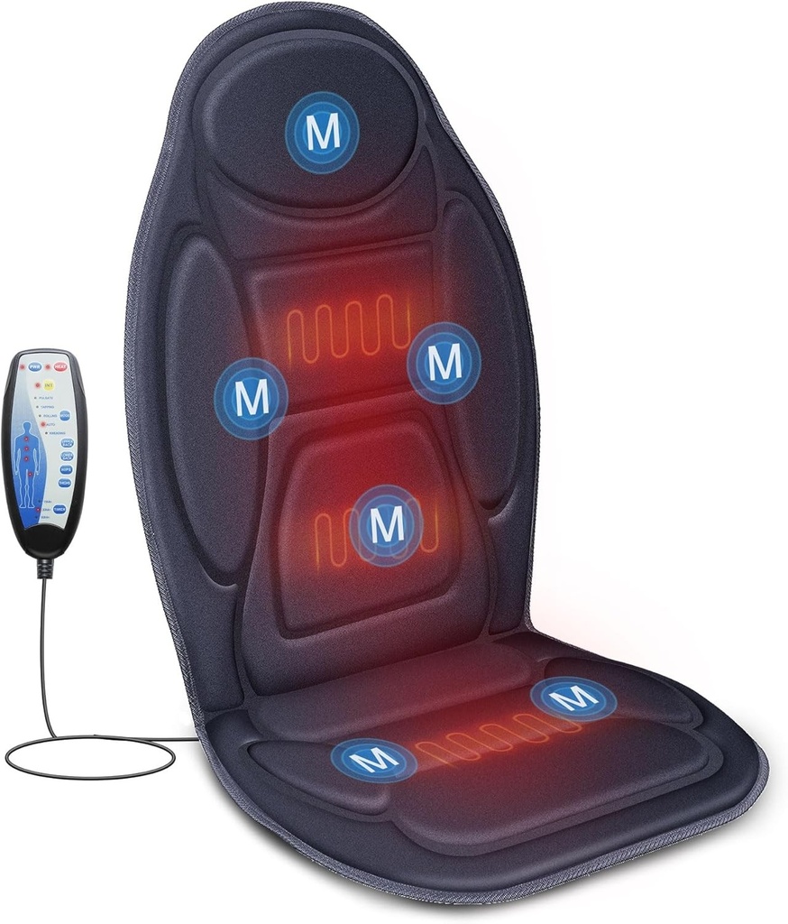 Scaun de masaj Snailax, masaj pentru spate si gat cu caldura si vibratii, masaj pentru spate pentru relaxare acasa si la birou, cadouri pentru barbati si femei