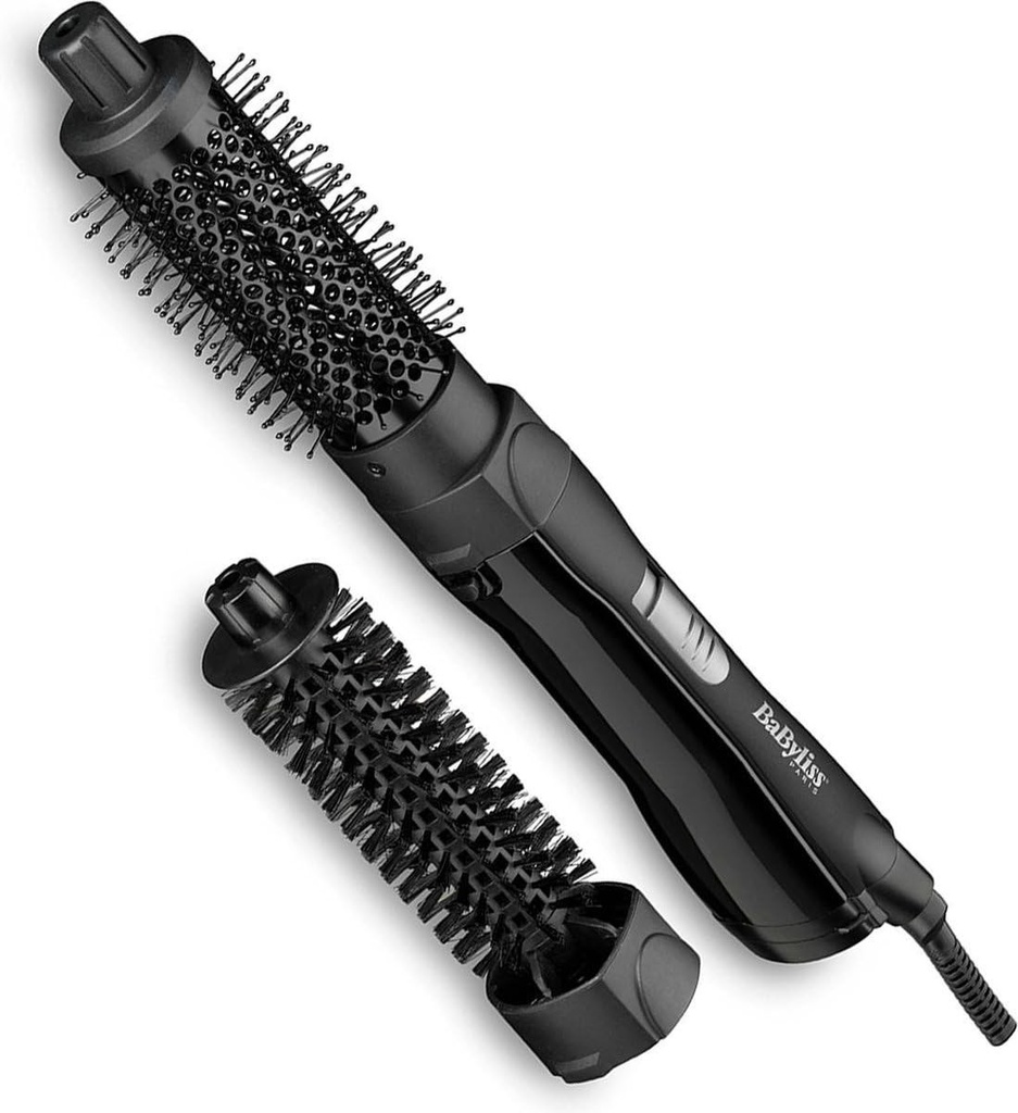Perie cu aer cald BaByliss Shape & Smooth – Perie puternica pentru uscator de par de 800 W, accesorii de 30 mm si 20 mm, functie jet rece, uscare si coafare rapida, ideala pentru parul scurt, neagra, AS82E