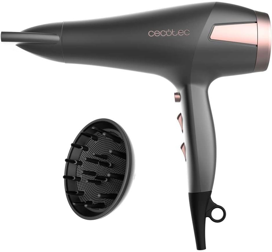 Uscator de par Cecotec Bamba IoniCare Radiance. 2500W cu motor DC, tehnologie ionica si flux de aer ridicat, 2 viteze si 3 temperaturi, include duza concentratoare si difuzor.