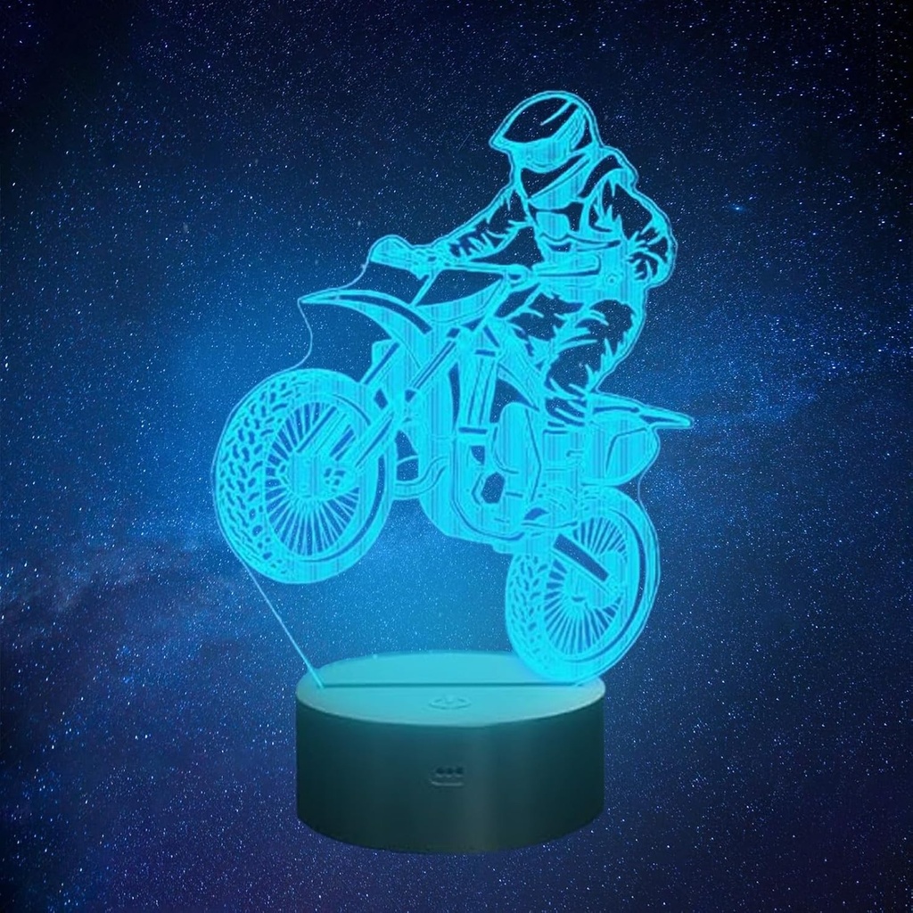 Lumina de noapte Pararty Motocross, lampa iluzie 3D pentru motocicleta, 7 culori schimbatoare cu control tactil pentru decor Produse pentru casa, cadou de Craciun pentru iubitorii de motociclete de teren, motociclisti
