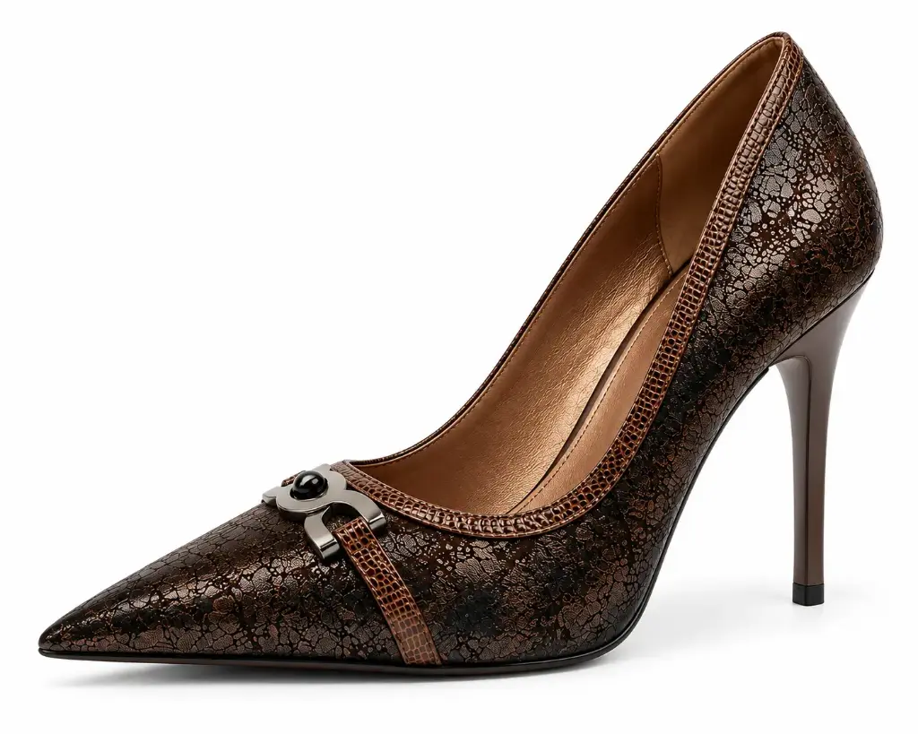 Pantofi cu toc cui Jade Butterfly Maro, marime 35-40 
