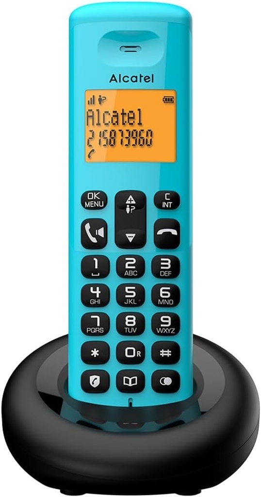 ALCATEL E260 - Telefon fara fir DECT fix - Design compact - Ecran mare cu iluminare din spate - Functie hands-free - Blocarea apelurilor nedorite - Albastru 