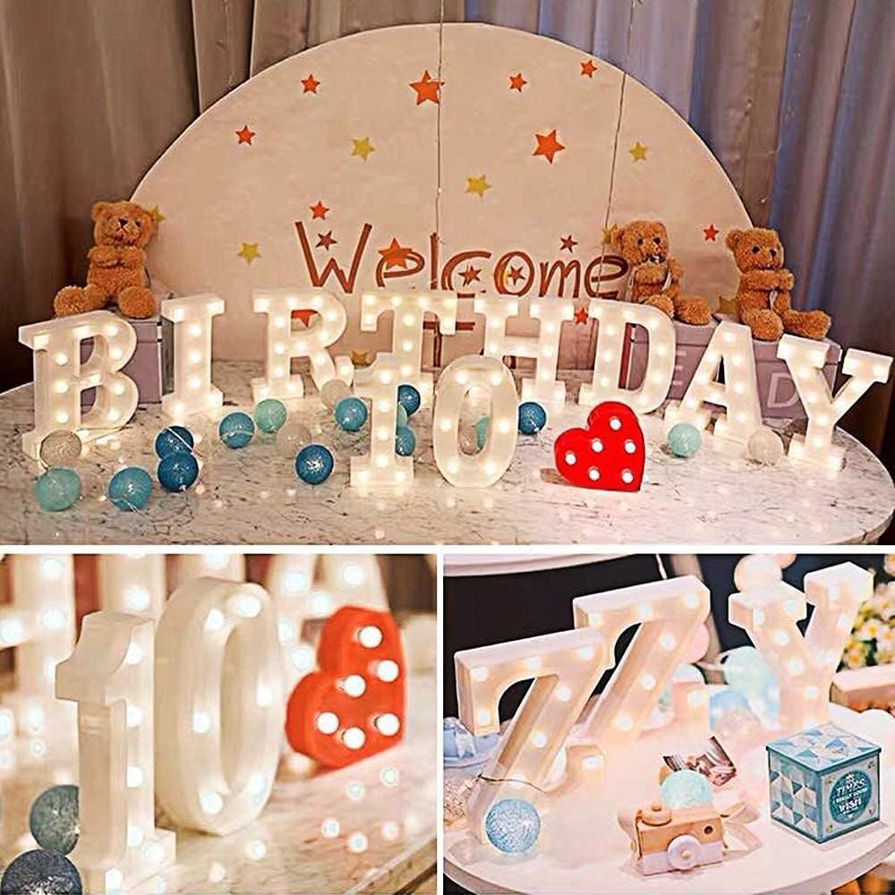 Tiardey LED Litera Luminoasa Simbol Forma, Lampi de Masa Marquee Alfabet Plastic, Zi de Nastere Nunta Petrecere Decor de Ziua Indragostitilor Acasa Decor de Perete-J