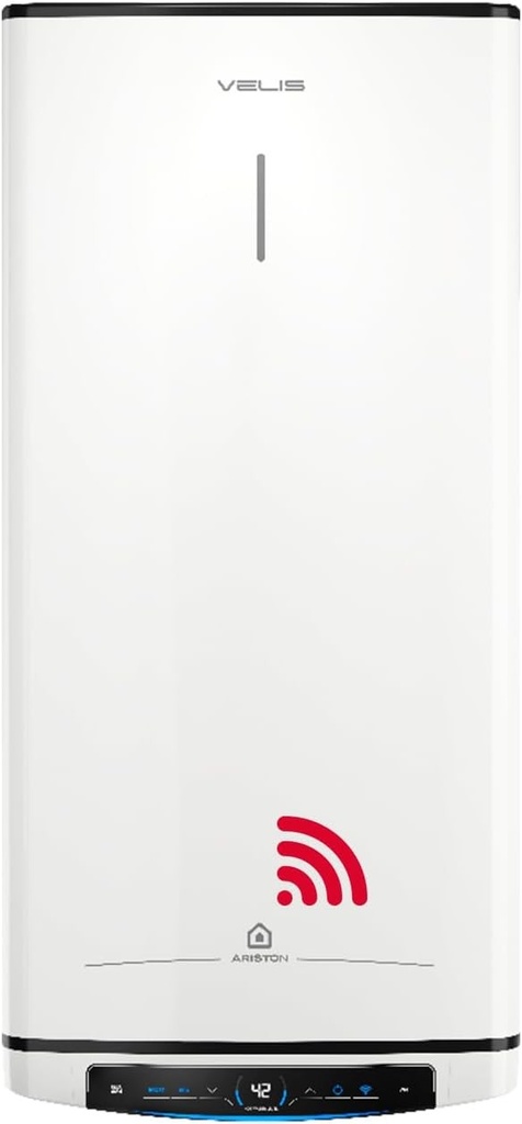 Ariston Velis Pro Wifi (fostul DUO 5 Fleck) - Încălzitor de apă electric multipozițional cu consum redus de 80 litri, 108,7x27,5x51,1 cm, pentru instalare în Spania, Clasa de eficiență energetică B (A+/F), Compatibil cu Alexa