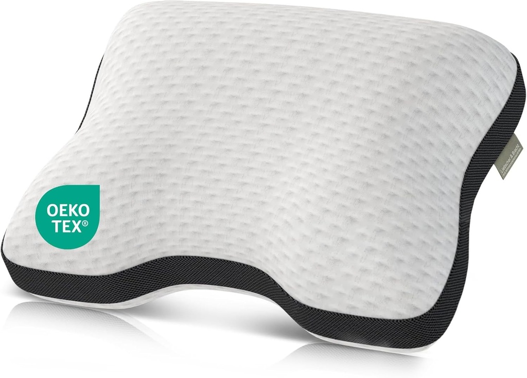 Liebscher & Bracht – Pernă ortopedică pentru susținerea gâtului, 40x55cm – Pernă de dormit ergonomică și reglabilă pe înălțime – Fermitate medie și fermă – Respirabilă și lavabilă