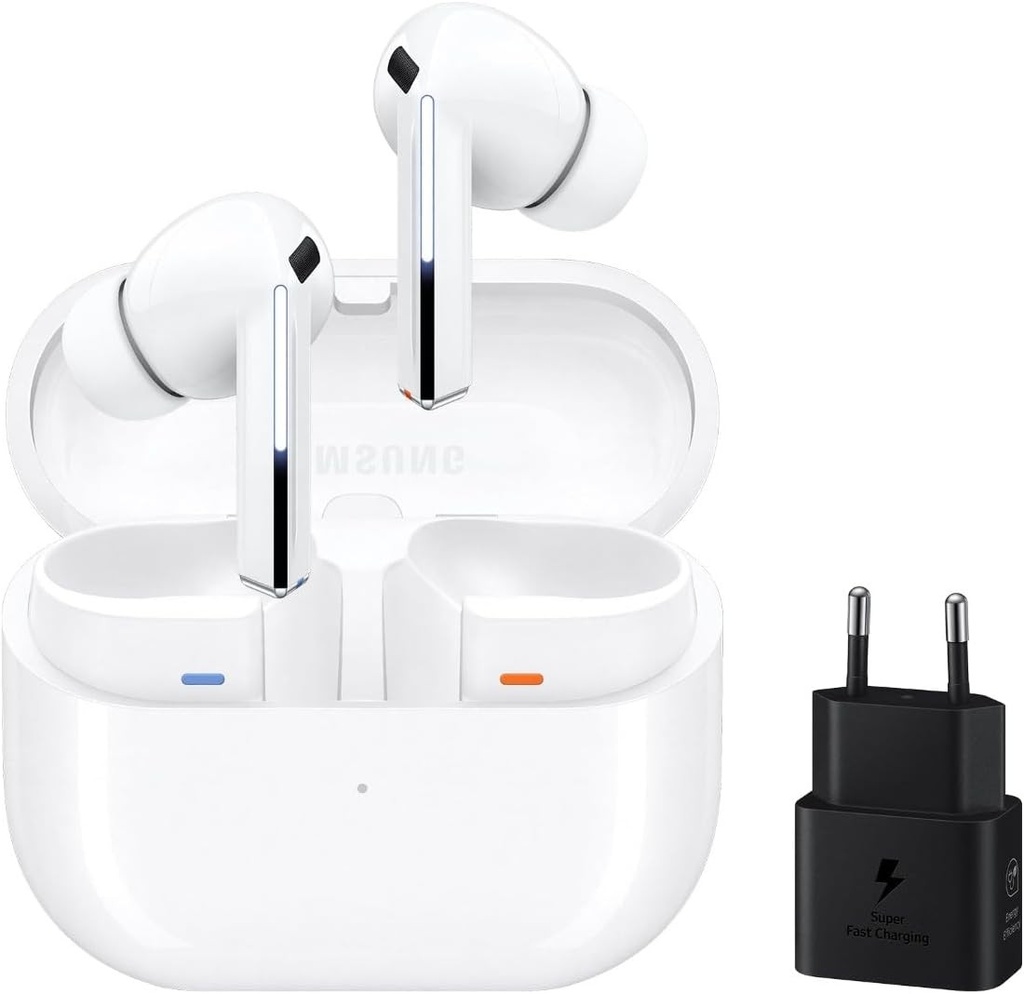 Samsung Galaxy Buds3 Pro + Încărcător - Căști wireless, Anulare zgomot, Bluetooth, Audio 361, Sunet Hi-Fi, Alb (Versiune spaniolă)