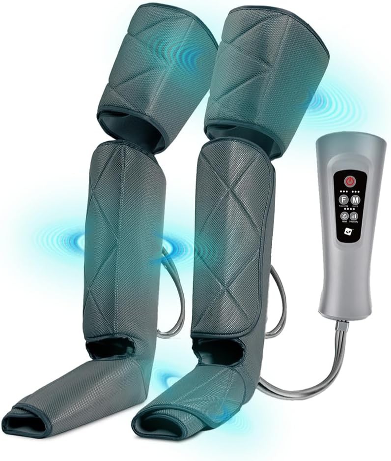 Aparat de masaj pentru picioare NK cu 6 moduri de masaj, telecomandă cu 4 niveluri, temporizator, funcție de căldură, compresie a aerului pentru relaxarea musculară, îmbunătățește circulația