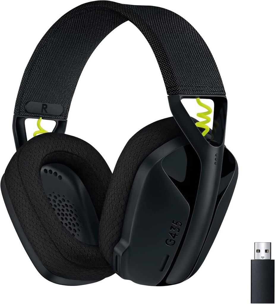 Căști de gaming wireless Logitech G G435 LIGHTSPEED cu Bluetooth - Căști ușoare, supraauriculare, microfoane încorporate, Dolby Atmos, PC, PS4, PS5, Nintendo Switch/Switch 2, mobil - Negre