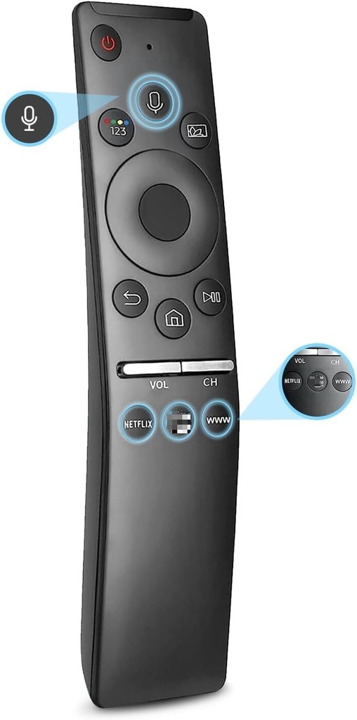 Telecomandă vocală universală compatibilă cu televizoarele inteligente Samsung, telecomandă de schimb pentru toate televizoarele inteligente Samsung QLED LED LCD 8K 4K cu cadru curbat din 2018-2023 și funcție vocală