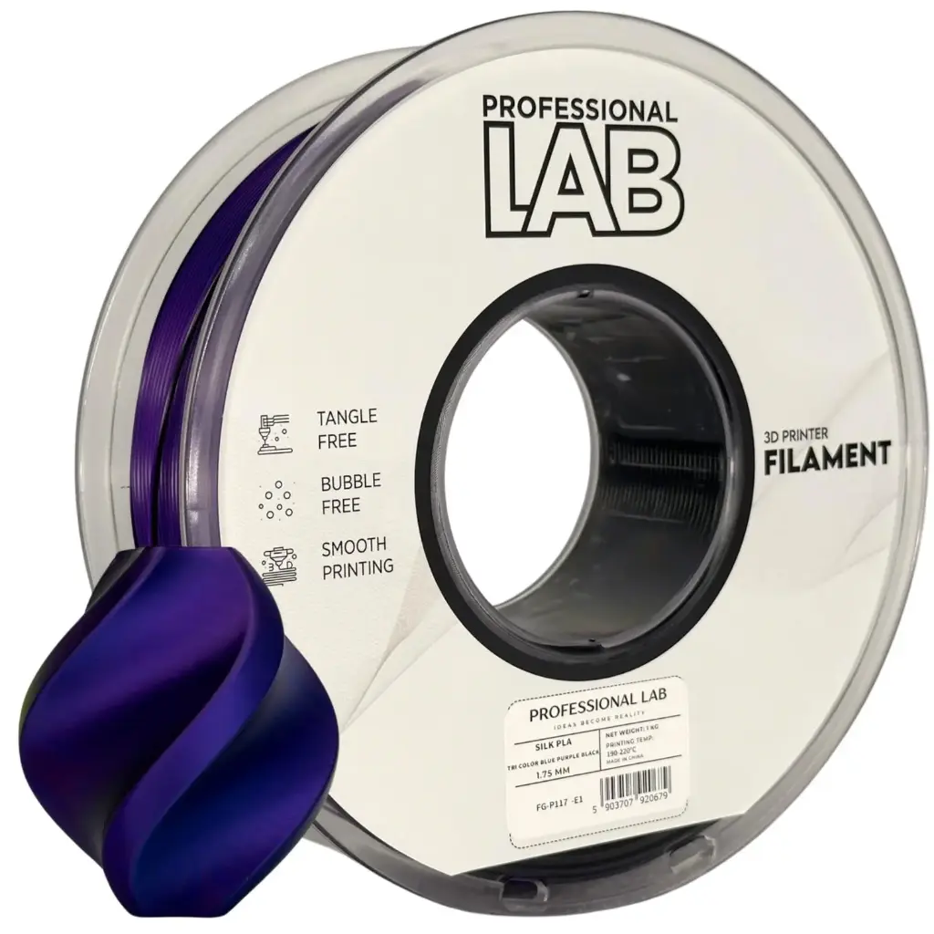 Filament imprimanta 3D Silk PLA Tri Color Blue Purple Black - Prof. Lab 1.75mm 1KG