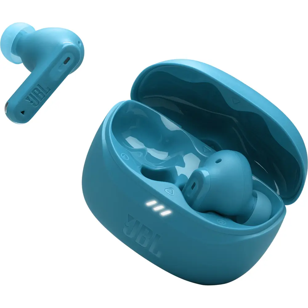 Casti JBL Tune Beam 2, fara fir Bluetooth, cu anulare a zgomotului, cu 48 de ore de redare, rezistente la apa si praf IP54, conector in mai multe puncte si design cu spate inchis, Teal