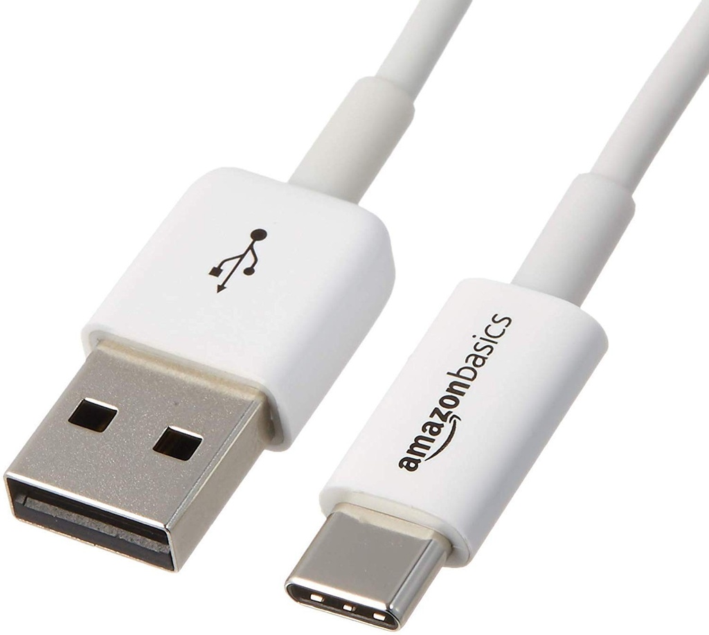 Cablu Amazon Basics Încărcare Rapidă USB-C la USB-A 2.0, 480Mbps, Certificat USB-IF, 1.8m, Alb