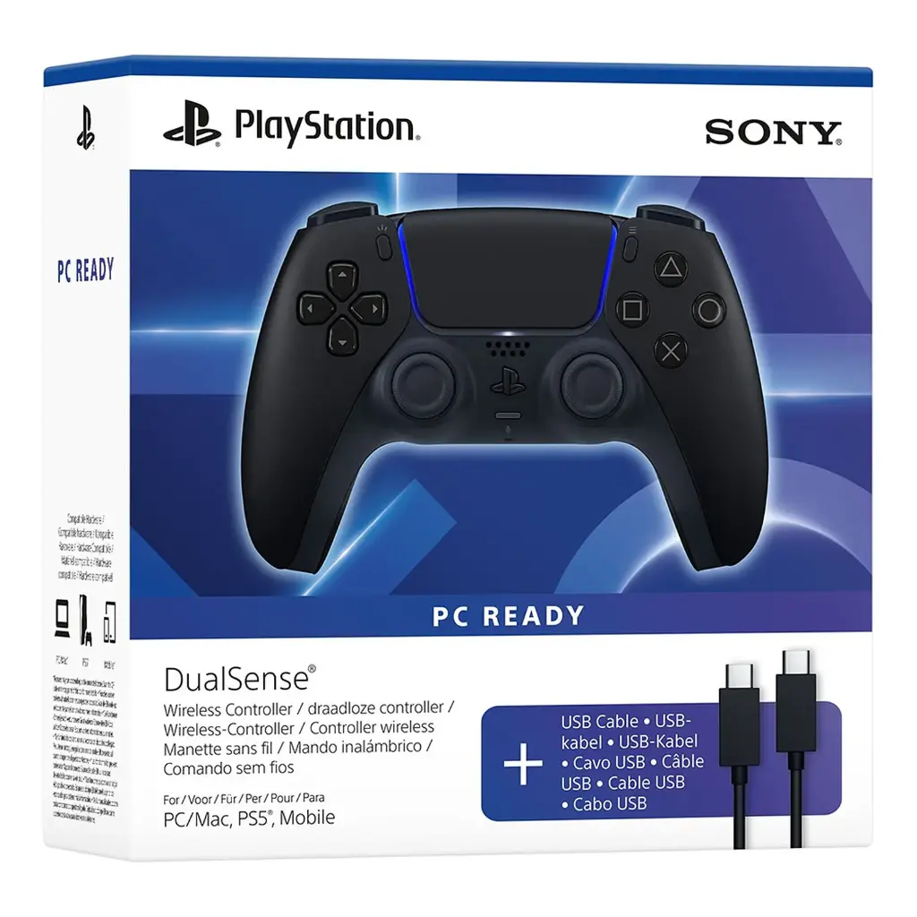 Controller Sony DualSense Wireless PS5, Midnight Black + Cablu USB pentru PC