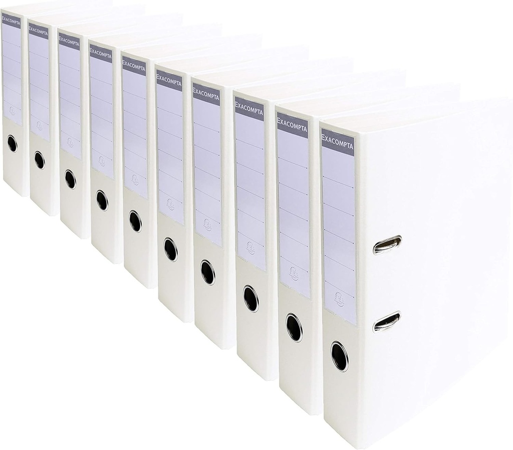 Exacompta Set 10 Bibliorafturi A4 Prem'Touch, Cotor 70mm, Alb