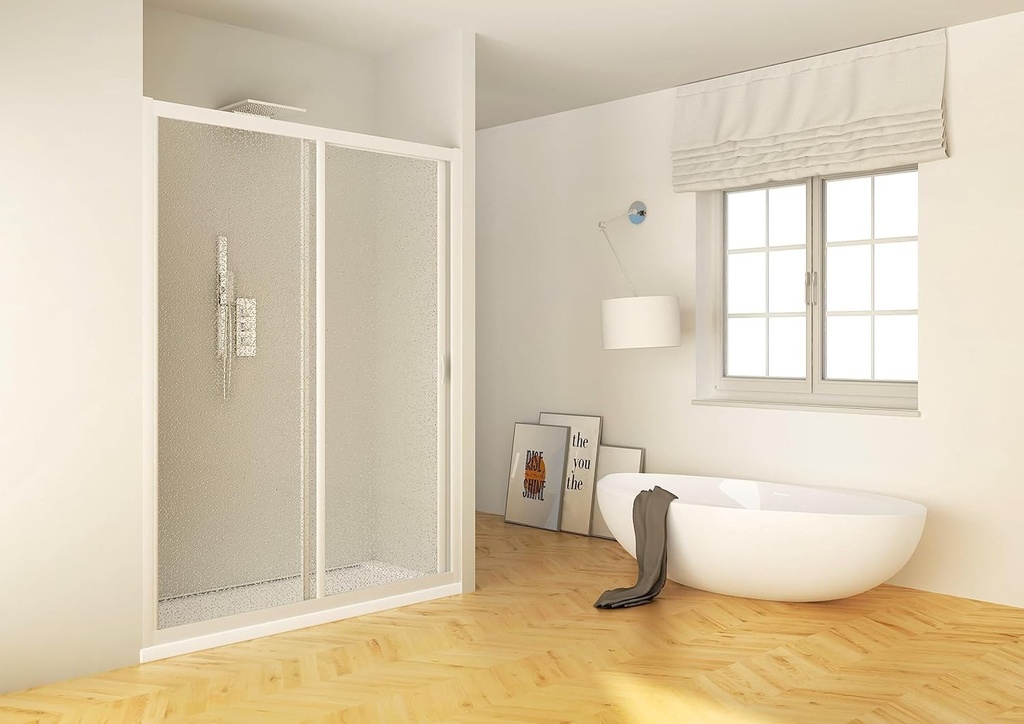 Ușă de duș reductibilă FORTE BSE126001, Cabină de duș cu 1 parte reductibilă, cadru acrilic rezistent, alb