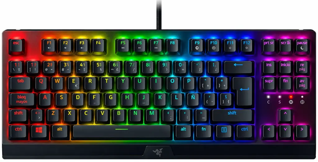 Razer BlackWidow V3 Tenkeyless (Comutator Galben) - Tastatură de gaming compactă cu comutatoare mecanice (taste ABS, iluminare RGB Chroma), Configurație spaniolă - Negru