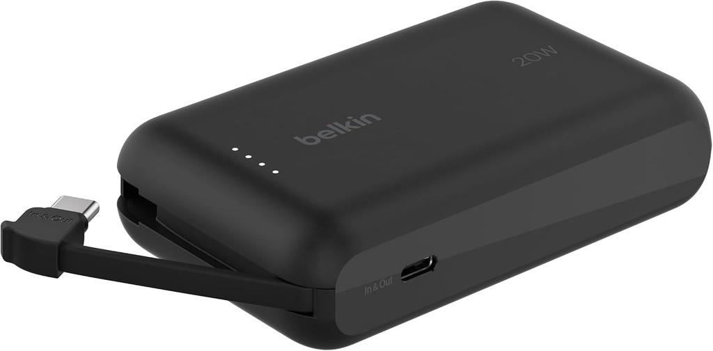 Baterie externă Belkin BoostCharge 10000 mAh cu cablu USB-C - Neagră