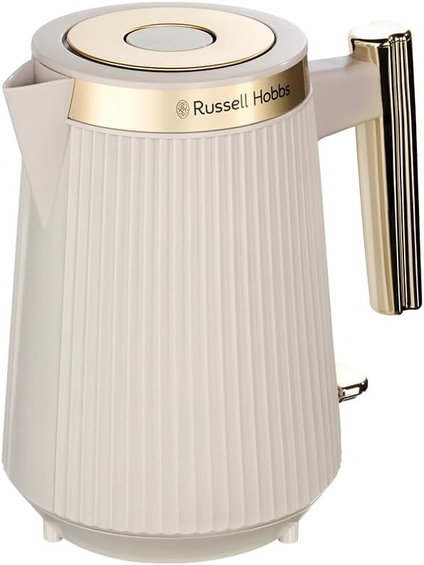 Fierbător electric Russell Hobbs Brontë [1,7 l, 2400 W] (gri mat, cioc de turnare, indicator nivel apă, spațiu de depozitare cablu, lumină, deschidere automată capac, bază la 360°) 26751-70