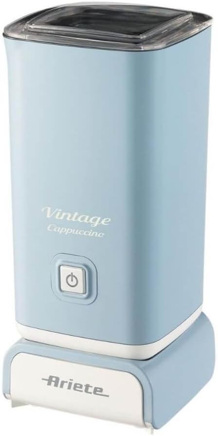 Ariete Cappuccinatore Vintage 2878, Spumator de lapte electric în stil retro pentru cappuccino și ciocolată caldă, Spumator de lapte electric pentru cappuccino în 2 minute, Capacitate 250 ml, Putere 500 W, Albastru deschis
