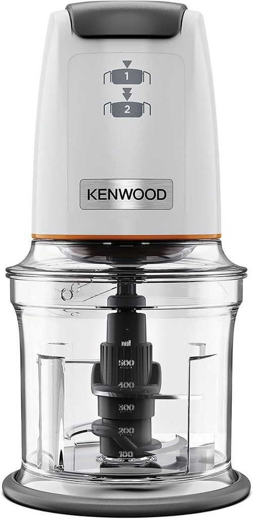 Kenwood EasyChop CHP61.000WH, Tocător cu patru lame, Bol de 0,5 l, Acționare prin presiune, 2 viteze, Inel antiderapant, Se poate spăla în mașina de spălat vase, Sistem de zdrobire a gheții, 500 W, Alb