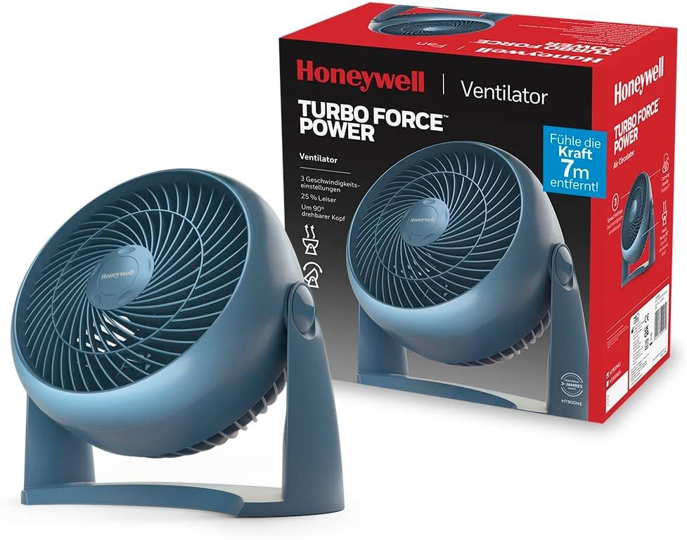 Ventilator Honeywell TurboForce (funcționare silențioasă pentru răcire, înclinare variabilă la 90°, 3 viteze, opțiune de montare pe perete, ventilator de masă) HT900NE4