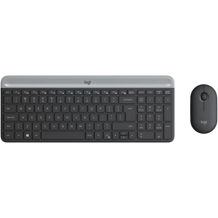 Kit tastatură si mouse wireless Logitech MK470, Slim, Negru Grafit