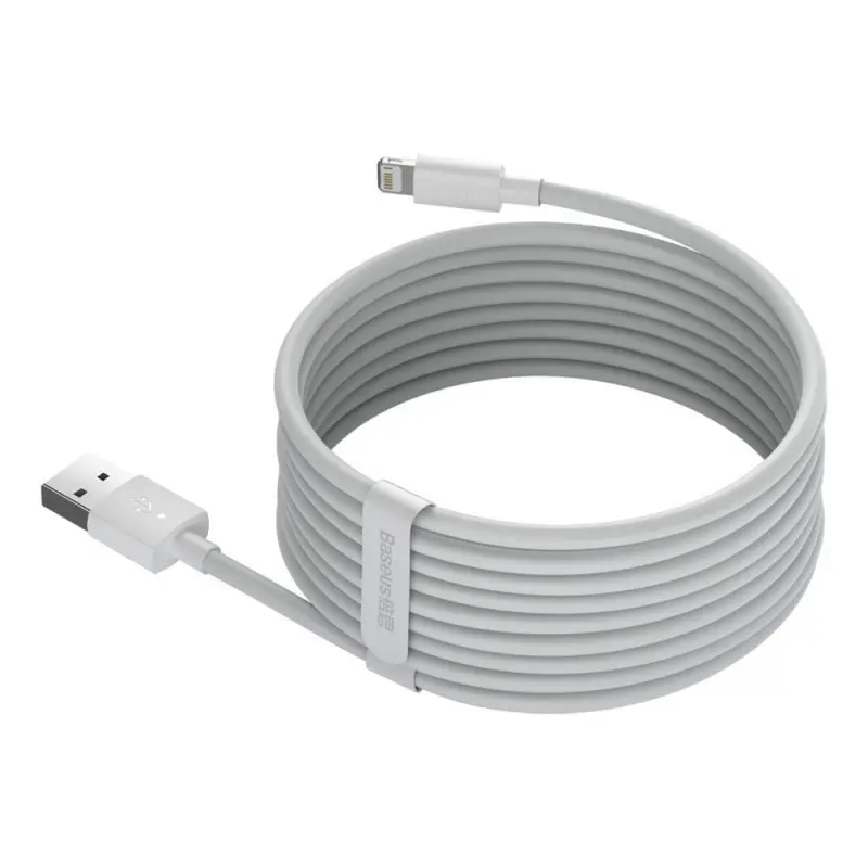 Set 2 Cabluri USB la Lightning BASEUS Simple Wisdom 1.5m Alb 2.4A 
