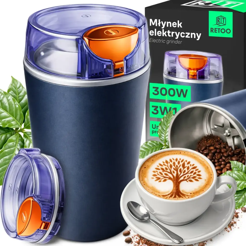 Râșniță electrică de cafea, râșniță de cafea cu lame din oțel inoxidabil, râșniță ceramică cu bavuri, grosime reglabilă, lame din oțel inoxidabil