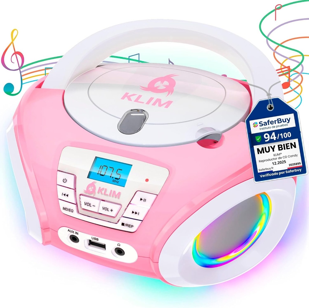 CD player Candy Kids Boombox pentru copii cu radio FM și difuzoare