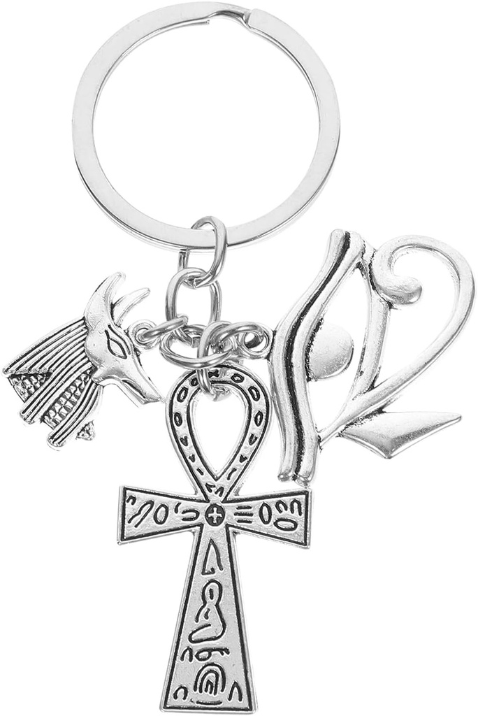 Amosfun Egiptul Antic simbol brelocuri egiptean Ankh cruce farmecul pandantiv ornamente breloc egiptean Anubis cadou pentru mașina cheie geantă decor