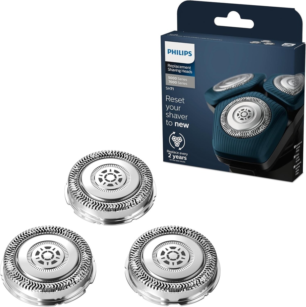Capete de ras Philips SH71/50 compatibile cu aparatele de ras Philips seria 7000 (S7XXX) și seria 5000 (S55XX), înlocuiesc RQ12/70, RQ12/60, SH60/70 și SH70/70