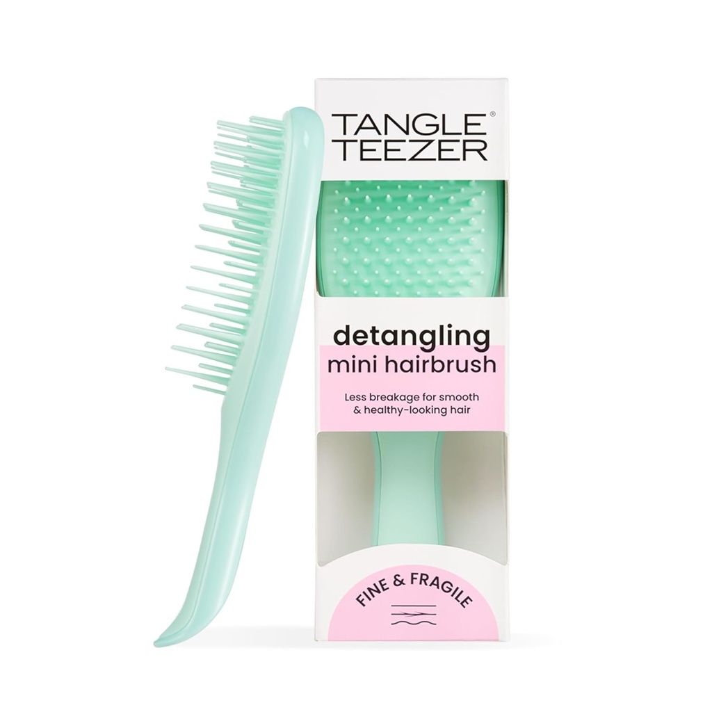 Tangle Teezer Mini Ultimate Descurcător pentru Păr Fin și Fragil - Pentru Păr Ud și Uscat - Perie Descurcătoare pentru Păr Fin și Fragil - Perie de Buzunar Potrivită pentru Călătorii, Perfectă pentru Copii - Albastru Bleumarin
