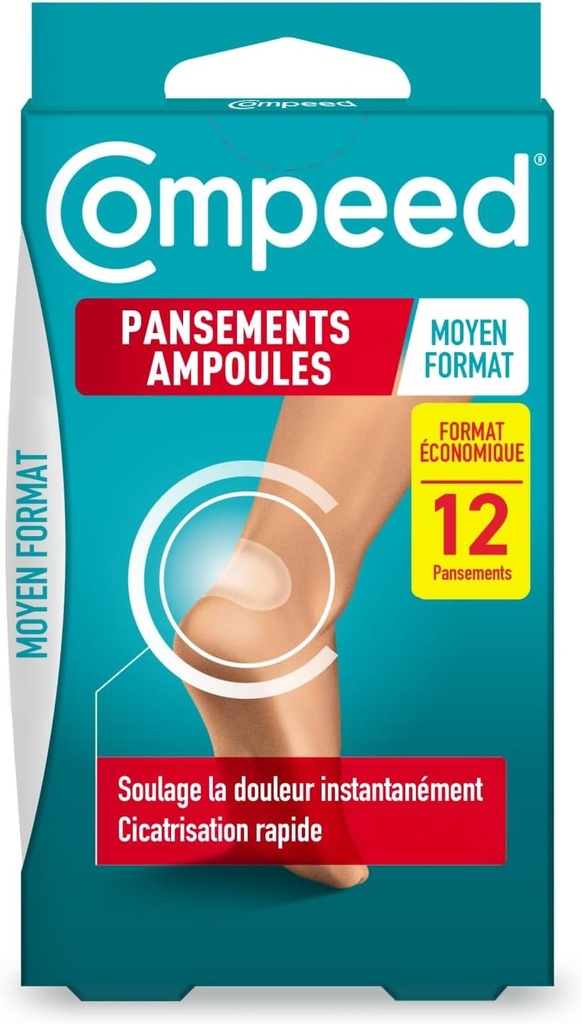 Compeed - 6 Plasturi hidrocoloizi pentru bătături - Efect de a doua piele - Vindecare rapidă - Dimensiune medie (6,8 x 4,2 cm)