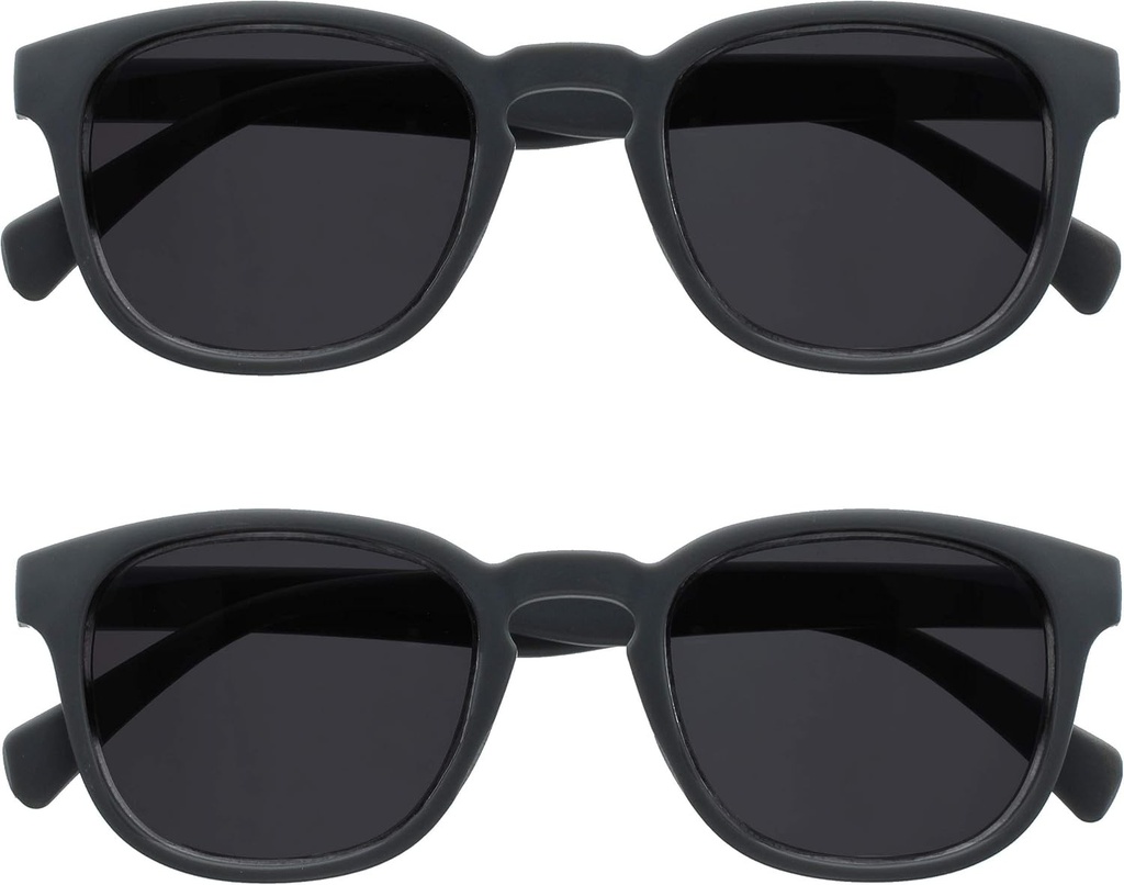 Ochelari de soare OPULIZE POP Classic pentru citit, pentru femei și bărbați, lentile colorate cu protecție UV400, ramă rotundă groasă rezistentă la zgârieturi cu balamale cu arc, gri mat +3,50 (pachet de 2)