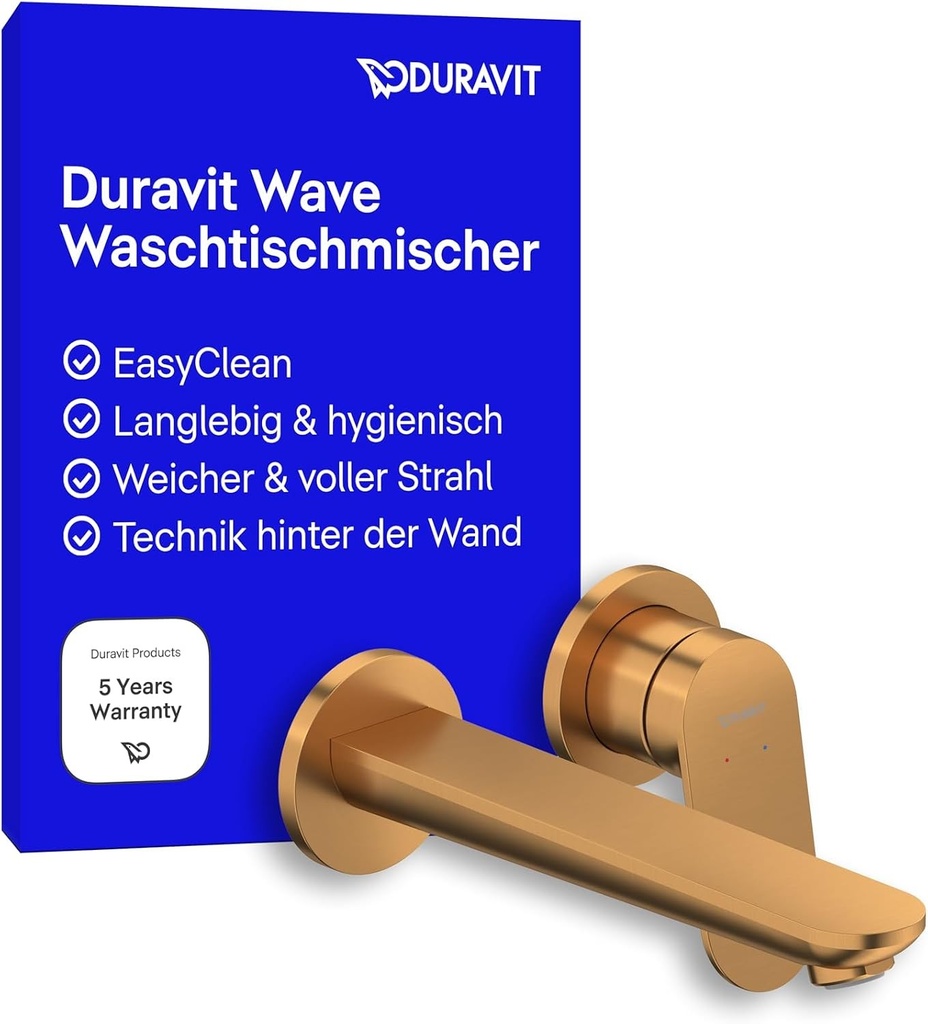 Baterie lavoar încastrată Duravit Wave, baterie baie, baterie chiuvetă, bronz periat
