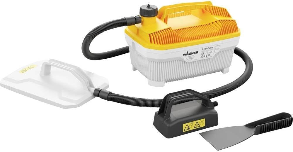 Decapant pentru tapet WAGNER SteamForce Plus, rezervor de 4 l, timp maxim de abur 70 min, furtun de 3,7 m, placă mică de abur și spatulă suplimentară, 2000 W, 230 V