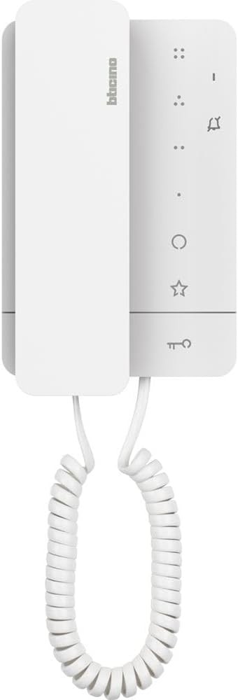 Stație audio interfon BTICINO, CLASSE 100 A16M, unitate interioară cu receptor pentru sisteme de interfonie cu 2 fire cu funcție de interfonie/apel medic, 3 butoane tactile, 4 butoane configurabile liber și 16 diafragme melodice