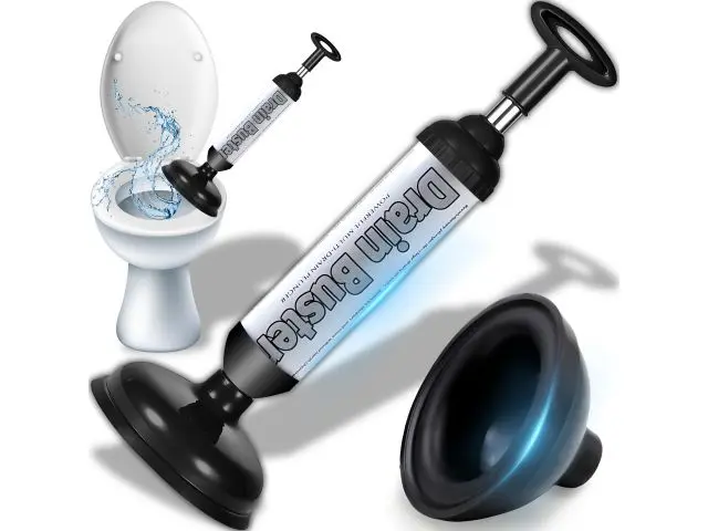 Pompă de desfundat cu aer comprimat, desfundător portabil pentru scurgeri, ventuză cu vacuum pentru toaletă, duș și chiuvetă, cu putere mare de aspirare