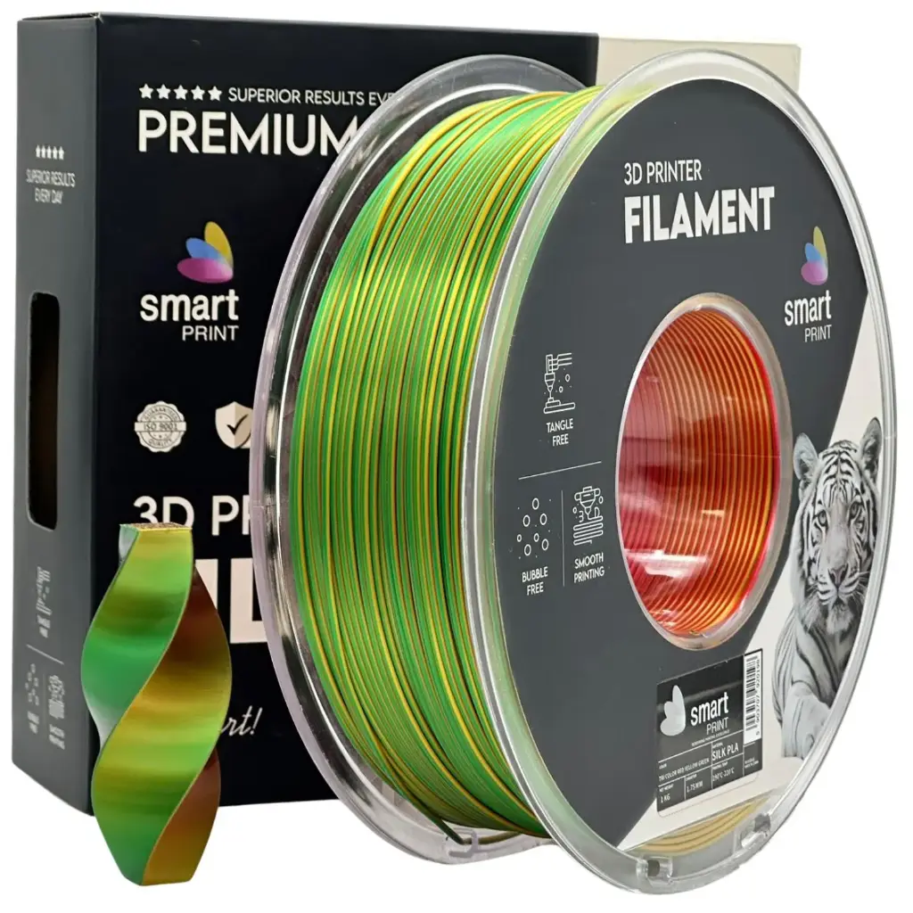 Filament imprimanta 3D Silk PLA Tri Color Red Yellow Green - Smart Print 1.75mm 1KG