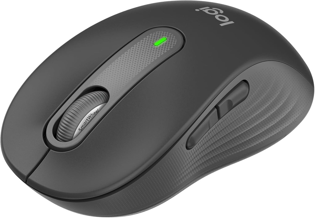 Mouse fara fir Logitech Signature M650 - pentru maini mici pana la mijlocii, baterie de 2 ani, clicuri silentioase, butoane laterale personalizabile, Bluetooth, compatibilitate cu mai multe dispozitive - Grafit