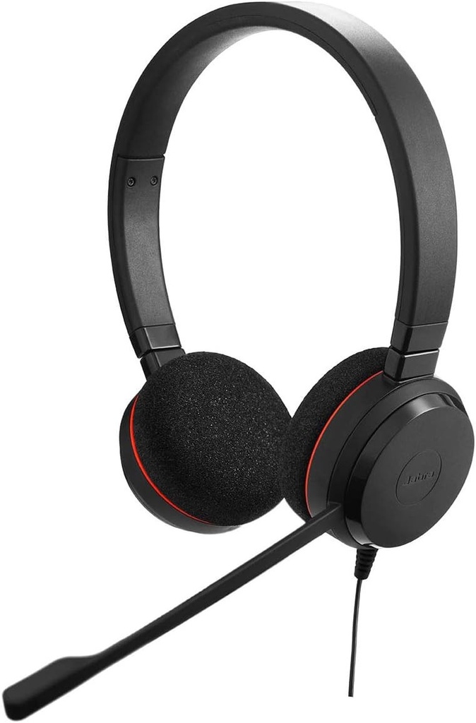 Casti stereo Jabra Evolve 20 - Casti certificate Microsoft Teams pentru softphone VoIP cu anulare pasiva a zgomotului - Cablu USB-A cu control apel - negru