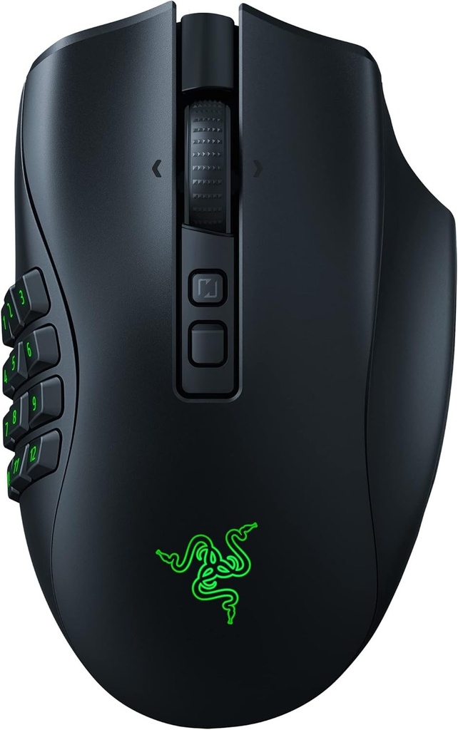 Razer Naga V2 HyperSpeed ​​​​- Mouse de gaming MMO fara fir ergonomic (19 butoane programabile, wireless 2,4 GHz, Bluetooth, pana la 250 de ore, focalizare)