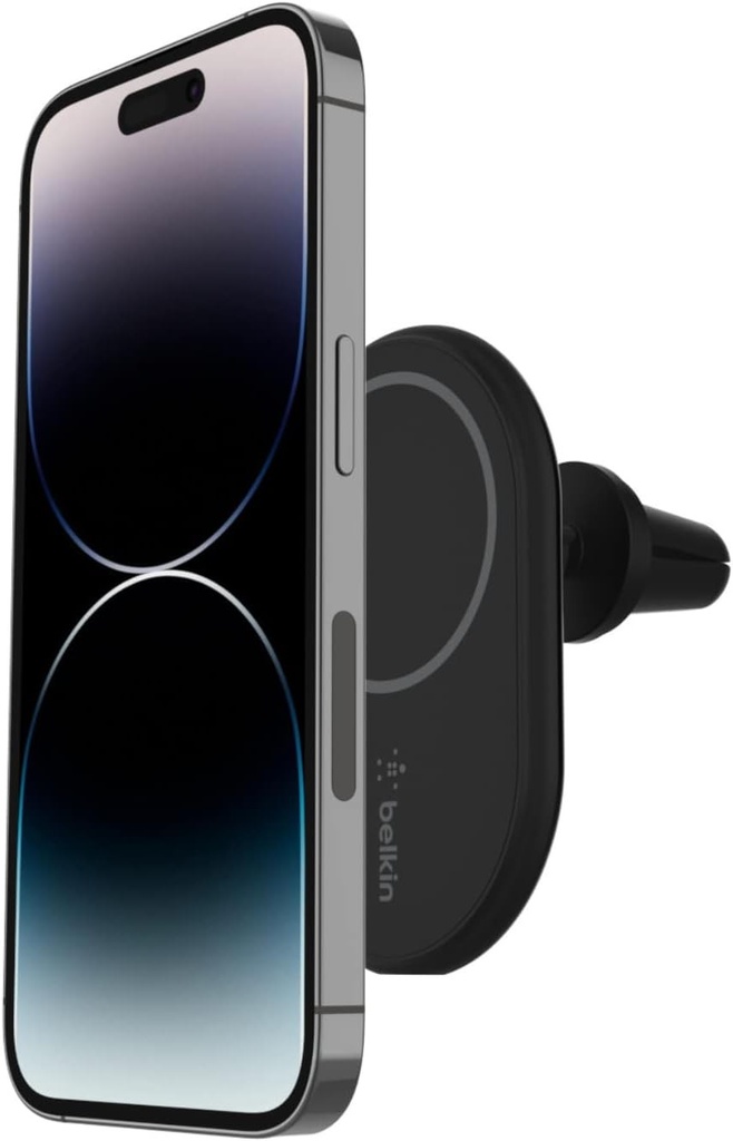 Suport auto magnetic wireless Belkin BoostCharge, incarcator auto, compatibil cu iPhone 16, iPhone 15, iPhone 14, iPhone 13, iPhone 12 cu functie MagSafe (cablu inclus)